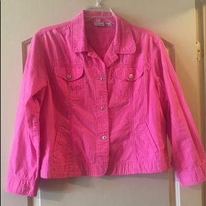 Chico’s jacket Pink denim Buttoned size 3